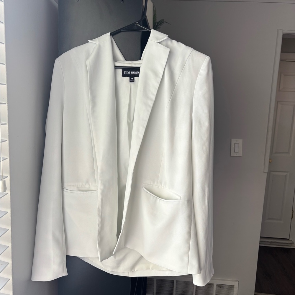 Steve Madden White Blazer Tailored Suit Jacket